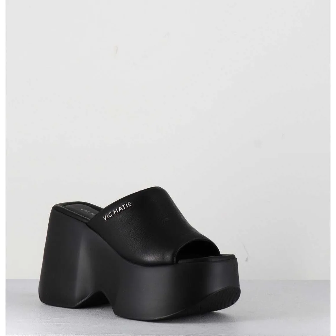 Mules Compensees En Cuir Noir 90S - 1C6764D Travel Black