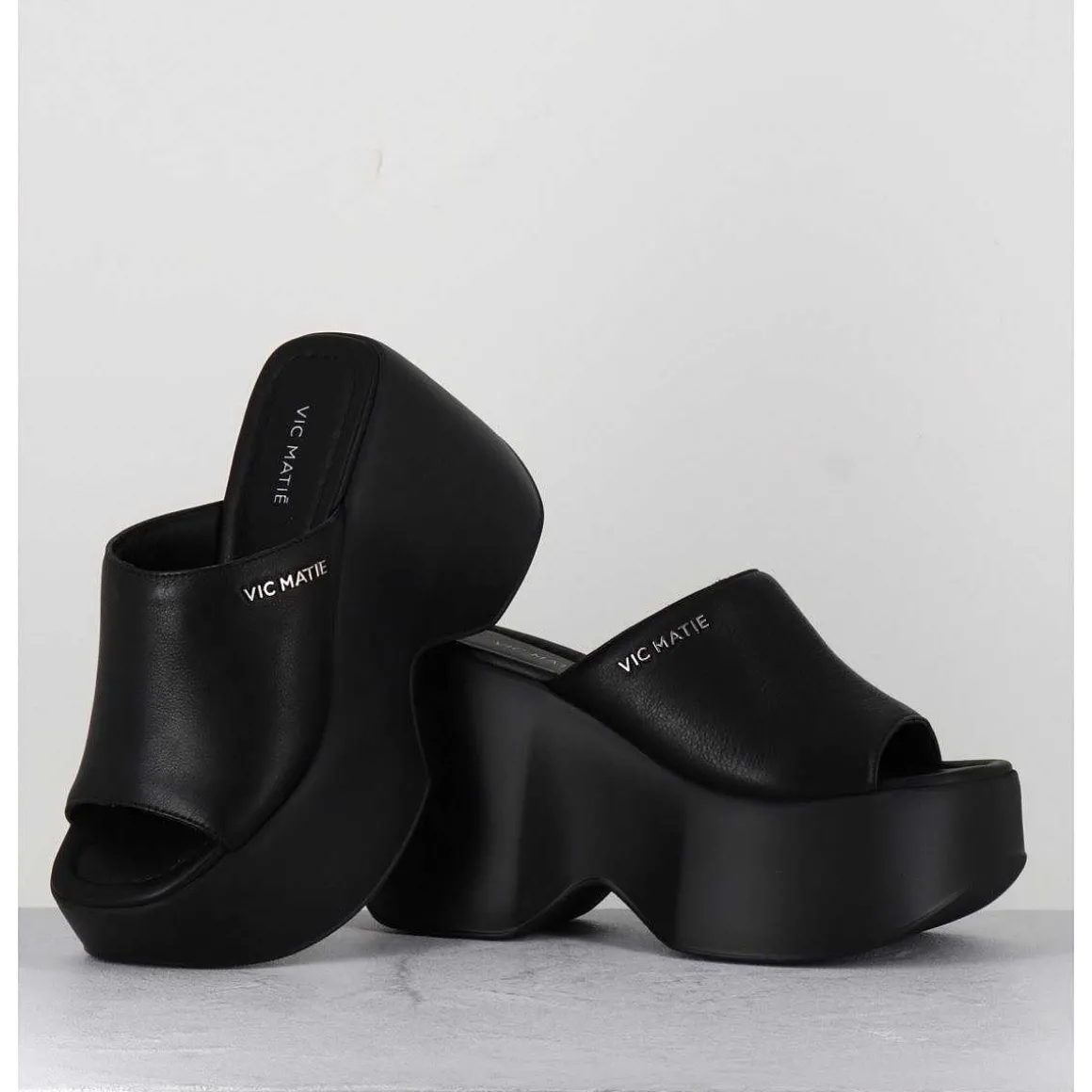 Mules Compensees En Cuir Noir 90S - 1C6764D Travel Black