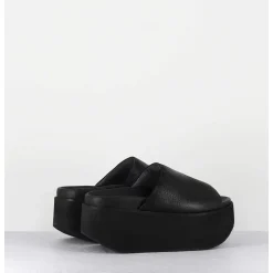 Mules Cuir Noir Semelle Bloc Legere Esprit Japonais - 3300 Gas Nero