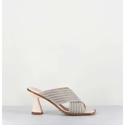 Mules Cuir Nude & Perles - Lizau Var Argento