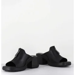 Mules En Cuir Noir & Zip - Bertie Black Sandals