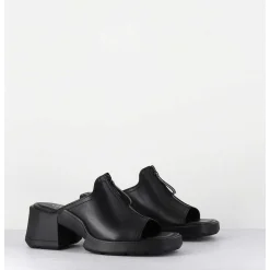 Mules En Cuir Noir & Zip - Bertie Black Sandals