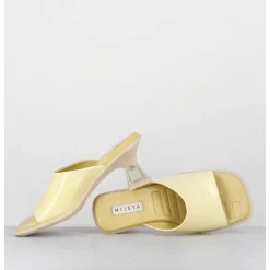 Mules En Cuir Vernis Beige Talon Plexi - Synthia Beige Sandals