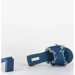 Mules En Jean A Talon - Marguerite Denim Sandals