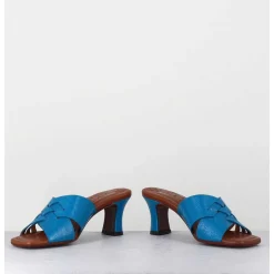 Mules Petit Talon En Cuir Bleu - Nalma Ferrari Blue