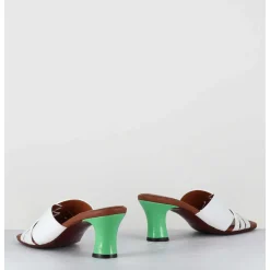 Mules Petit Talon Naplak Blanc & Vert - Nalma44 Ferrari Blanco