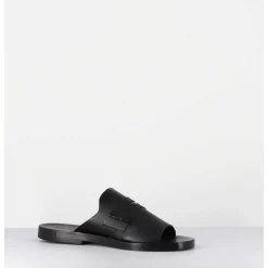 Mules Plates En Cuir Lisse Noir - Reisand Tucson Nero