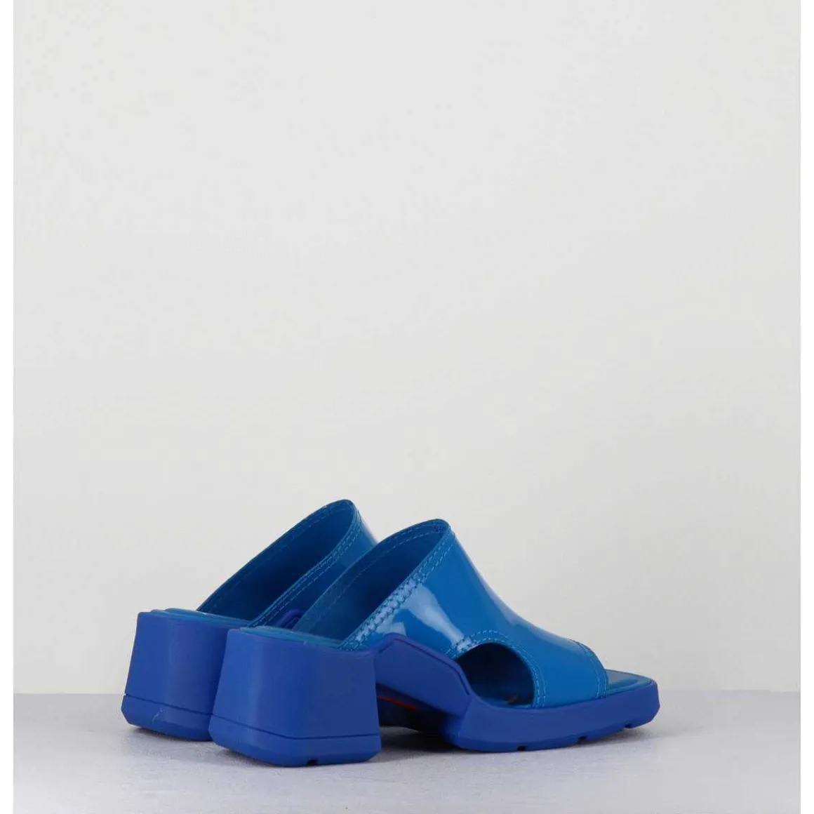 Mules 90S Cuir Vernis Bleu & Surpiqures - Tawny Blue Mules