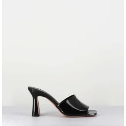 Mules 90S Talon Haut Vernis Noir - Narow Vernice Nero