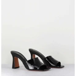 Mules 90S Talon Haut Vernis Noir - Narow Vernice Nero