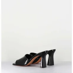 Mules 90S Talon Haut Vernis Noir - Narow Vernice Nero