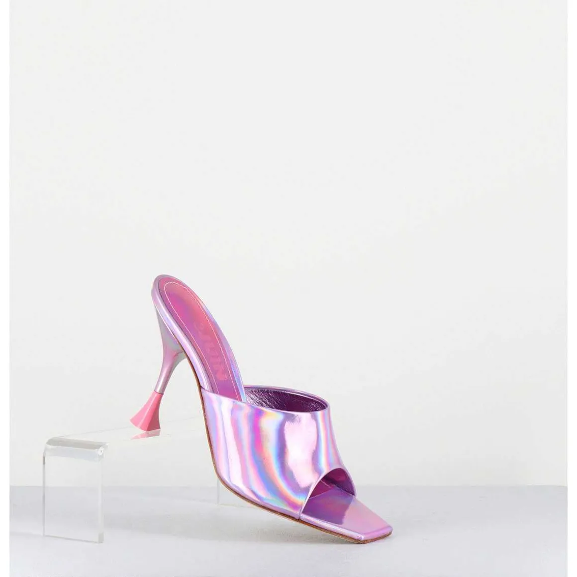 Mules Talon Haut Cuir Iridescent Rose - Asia Cosmo Candy