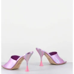 Mules Talon Haut Cuir Iridescent Rose - Asia Cosmo Candy