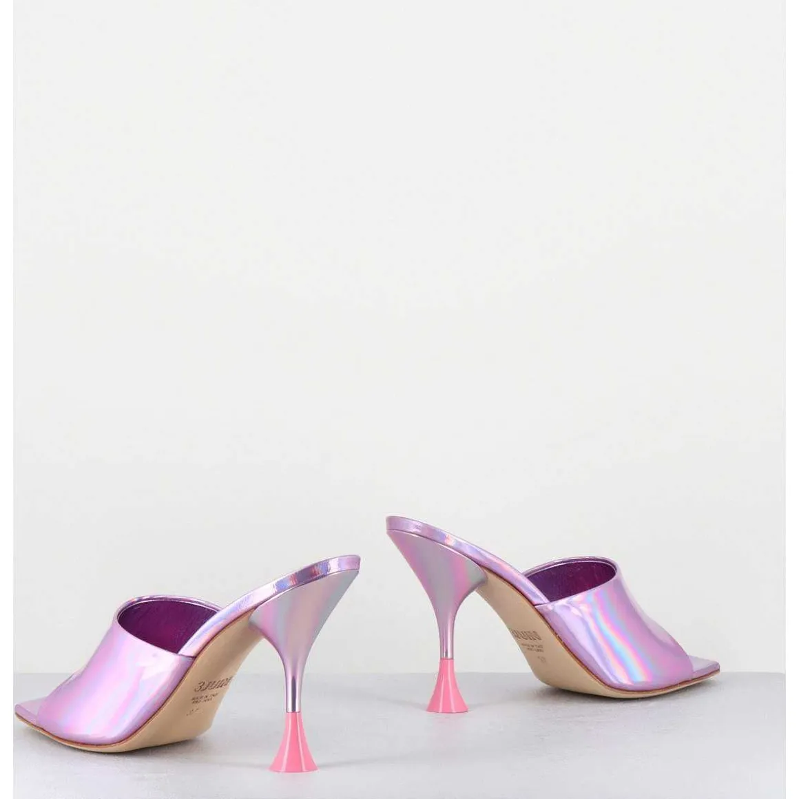 Mules Talon Haut Cuir Iridescent Rose - Asia Cosmo Candy
