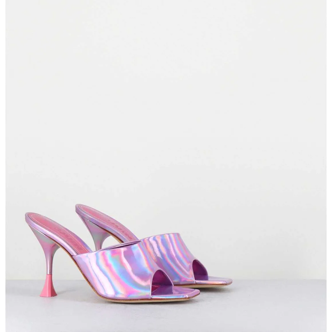 Mules Talon Haut Cuir Iridescent Rose - Asia Cosmo Candy