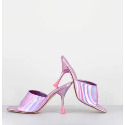 Mules Talon Haut Cuir Iridescent Rose - Asia Cosmo Candy