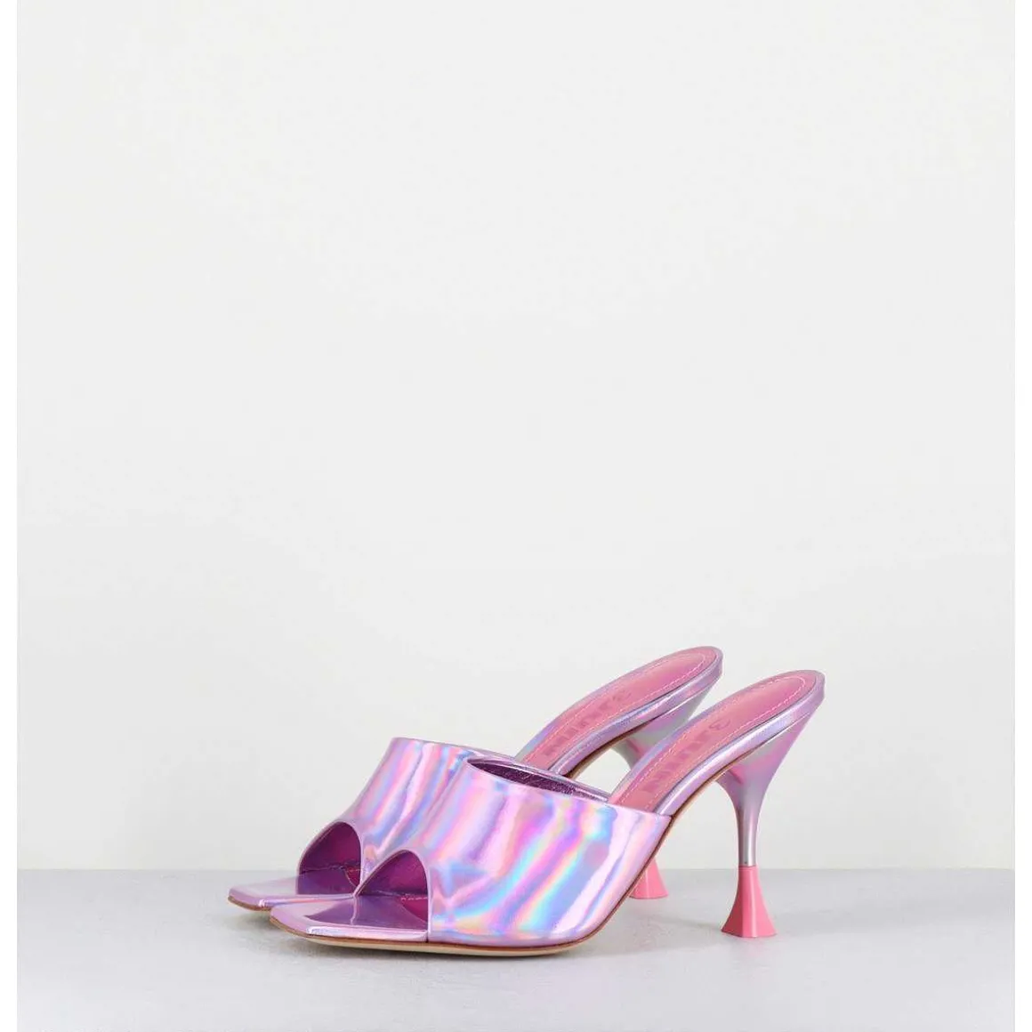Mules Talon Haut Cuir Iridescent Rose - Asia Cosmo Candy