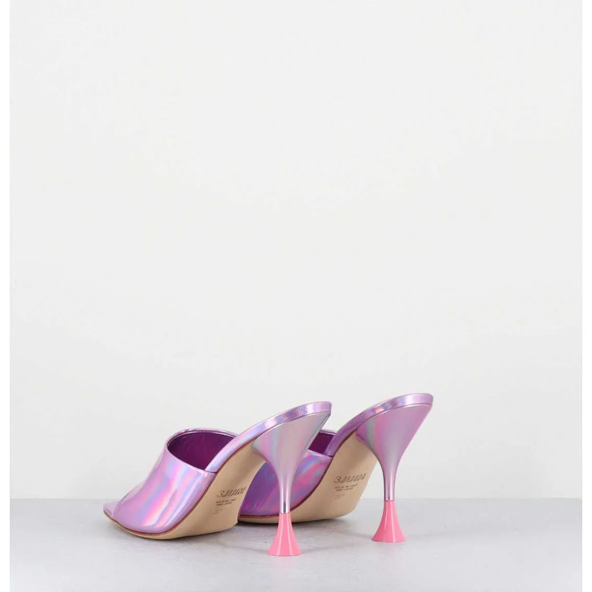 Mules Talon Haut Cuir Iridescent Rose - Asia Cosmo Candy