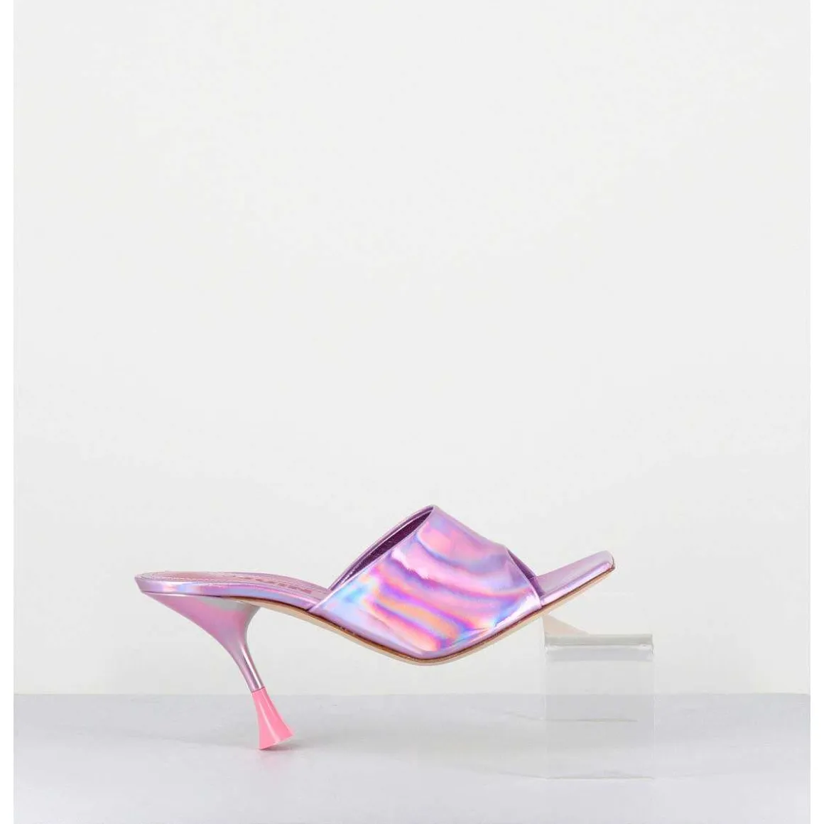 Mules Talon Haut Cuir Iridescent Rose - Asia Cosmo Candy