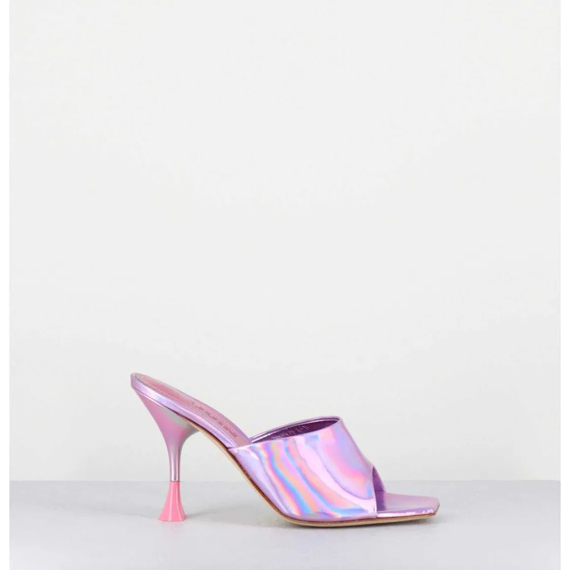 Mules Talon Haut Cuir Iridescent Rose - Asia Cosmo Candy
