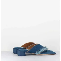 Mules Tong En Jean Petit Talon - Pythia Denim Sandals