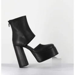 Open Platform Boots En Cuir Noir - 3760 Gas Nero
