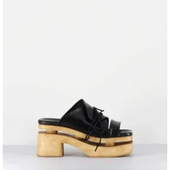 Original 70S Platform Mules Cuir Noir - Priva Suave Nero