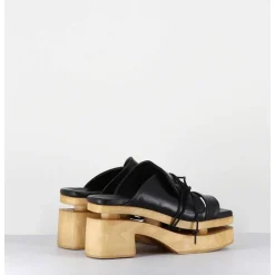 Original 70S Platform Mules Cuir Noir - Priva Suave Nero