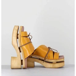 Original 70S Platform Mules Cuir Jaune - Priva Suave Sunflower