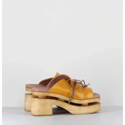 Original 70S Platform Mules Cuir Jaune - Priva Suave Sunflower