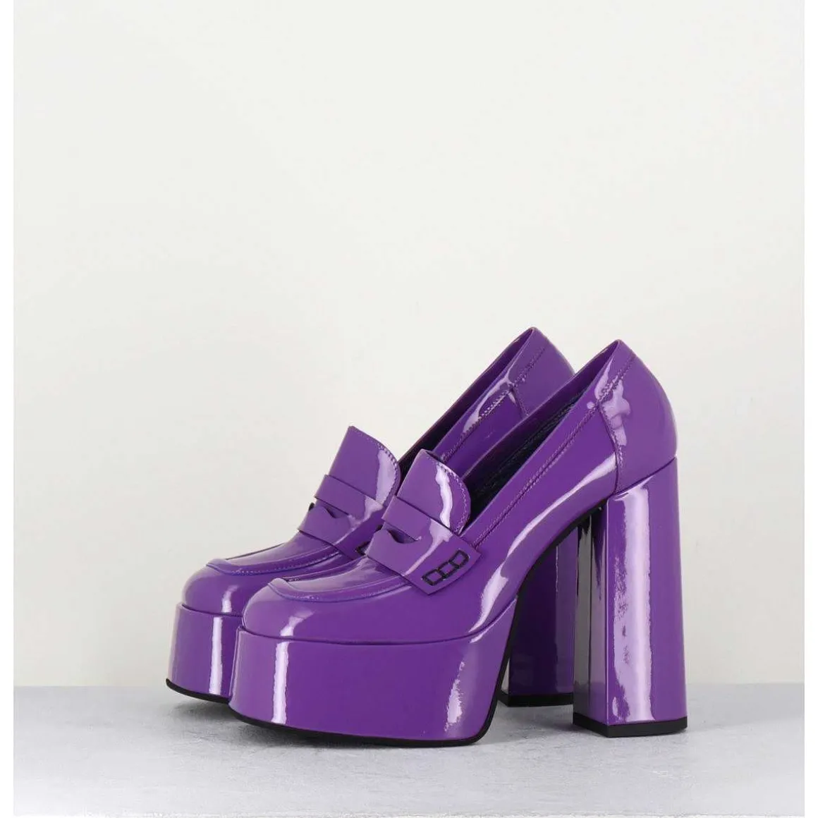 Purple Patent Platform Loafers - Barsi Violet