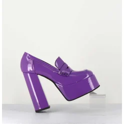 Purple Patent Platform Loafers - Barsi Violet