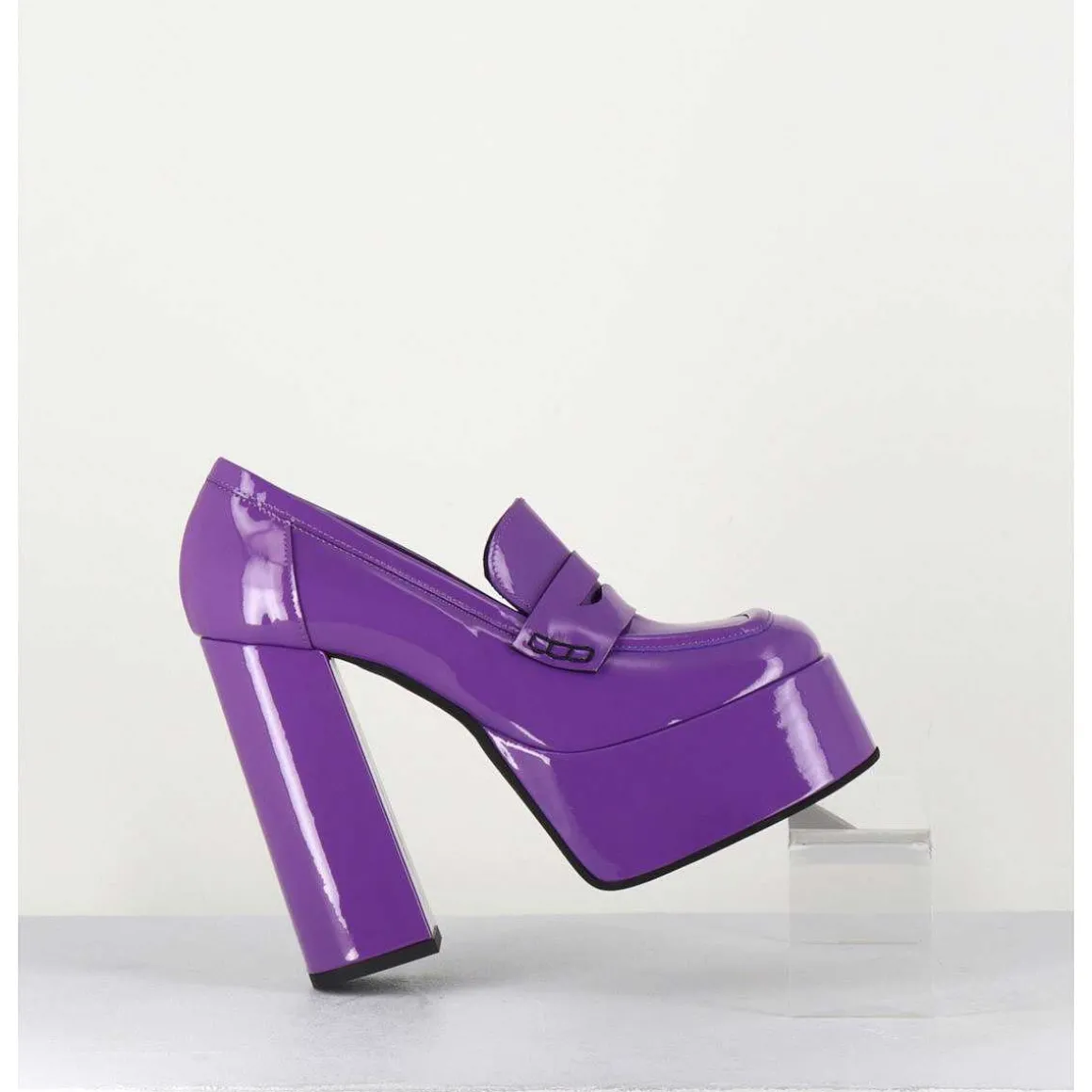 Purple Patent Platform Loafers - Barsi Violet