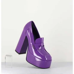 Purple Patent Platform Loafers - Barsi Violet