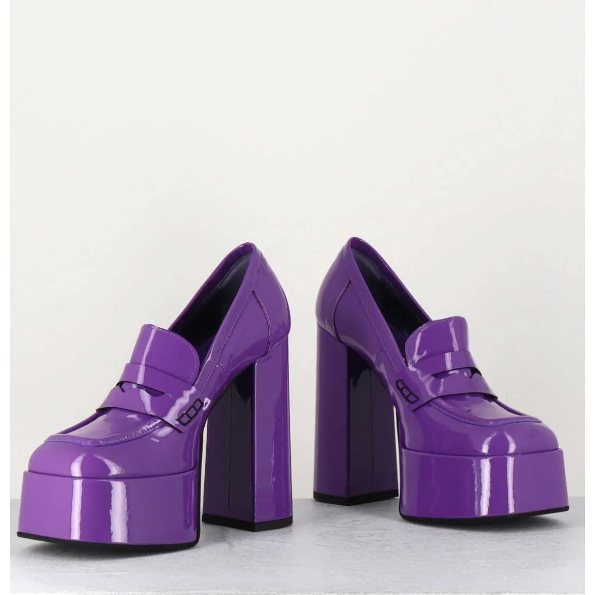 Purple Patent Platform Loafers - Barsi Violet