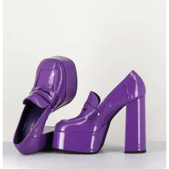 Purple Patent Platform Loafers - Barsi Violet