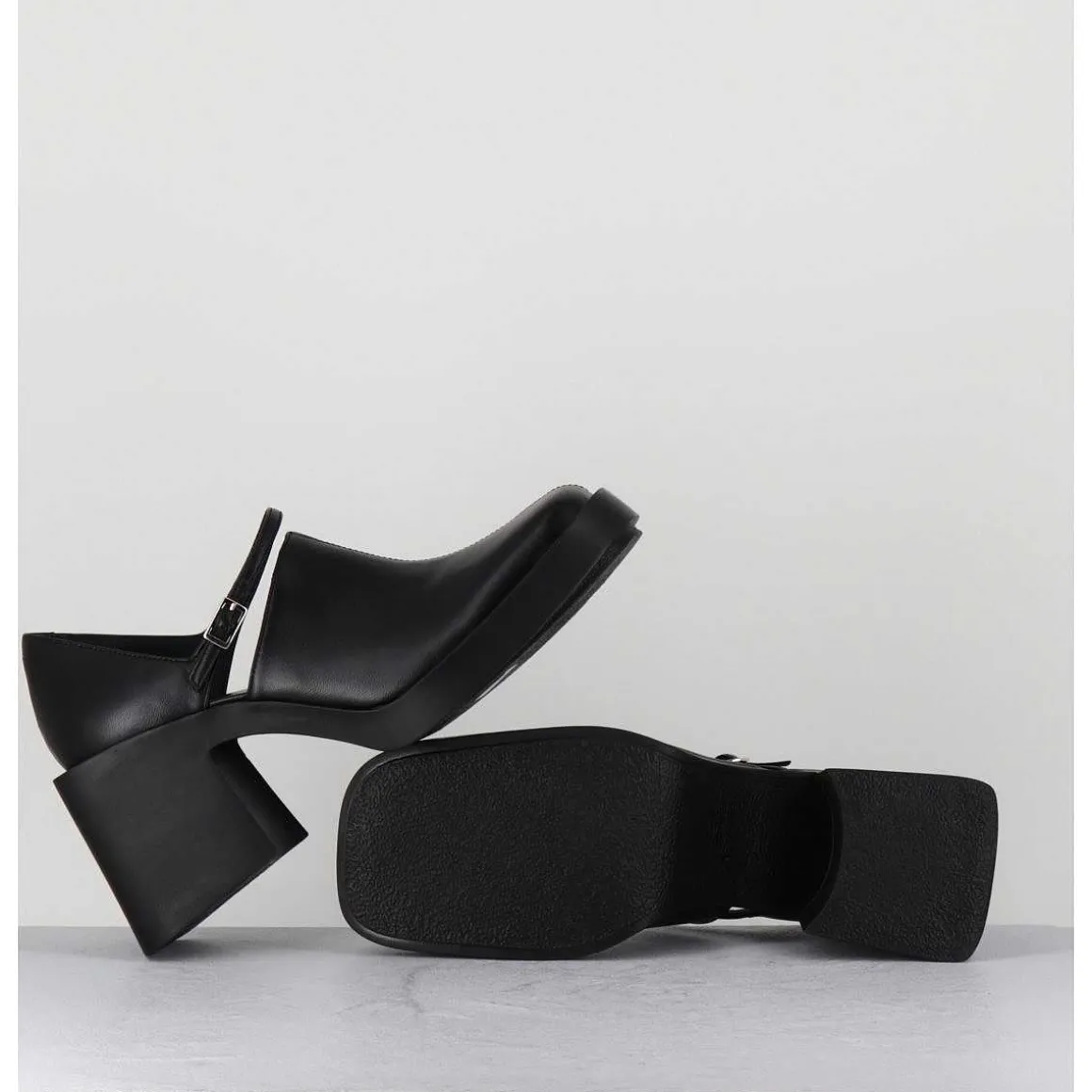 90S Mary-Jane Cuir Souple Noir - Kim Black