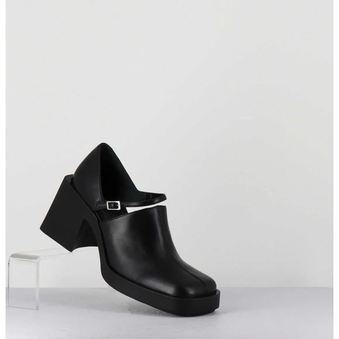 90S Mary-Jane Cuir Souple Noir - Kim Black