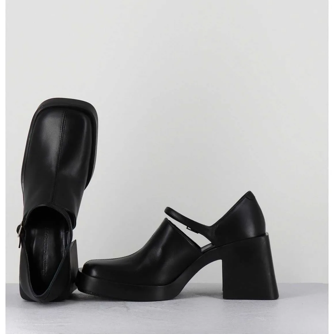 90S Mary-Jane Cuir Souple Noir - Kim Black