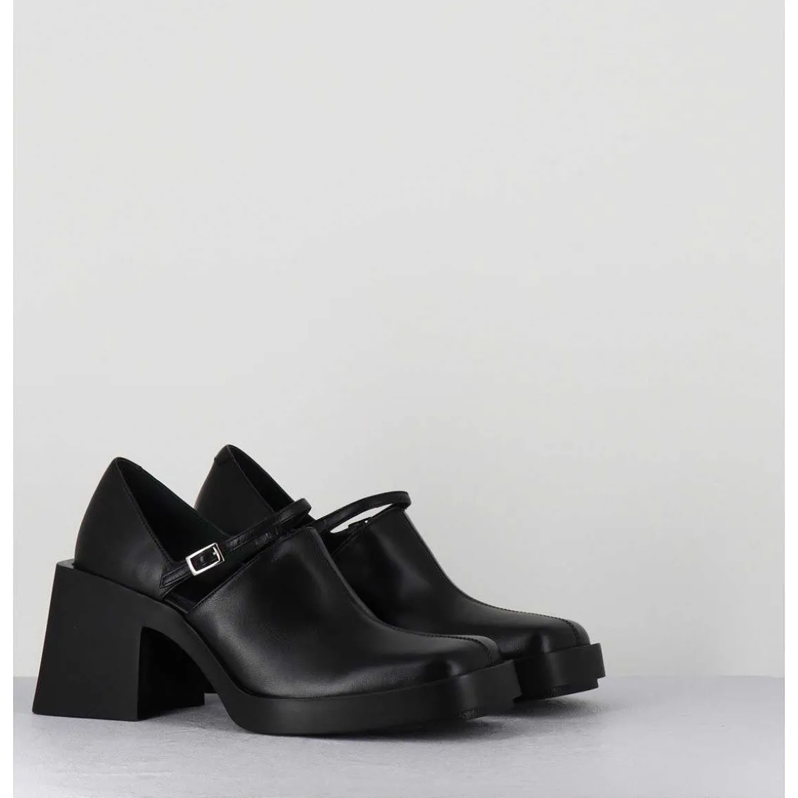 90S Mary-Jane Cuir Souple Noir - Kim Black