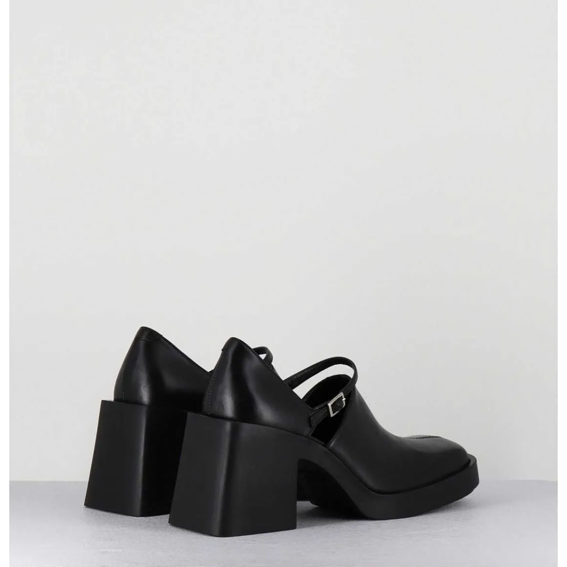90S Mary-Jane Cuir Souple Noir - Kim Black