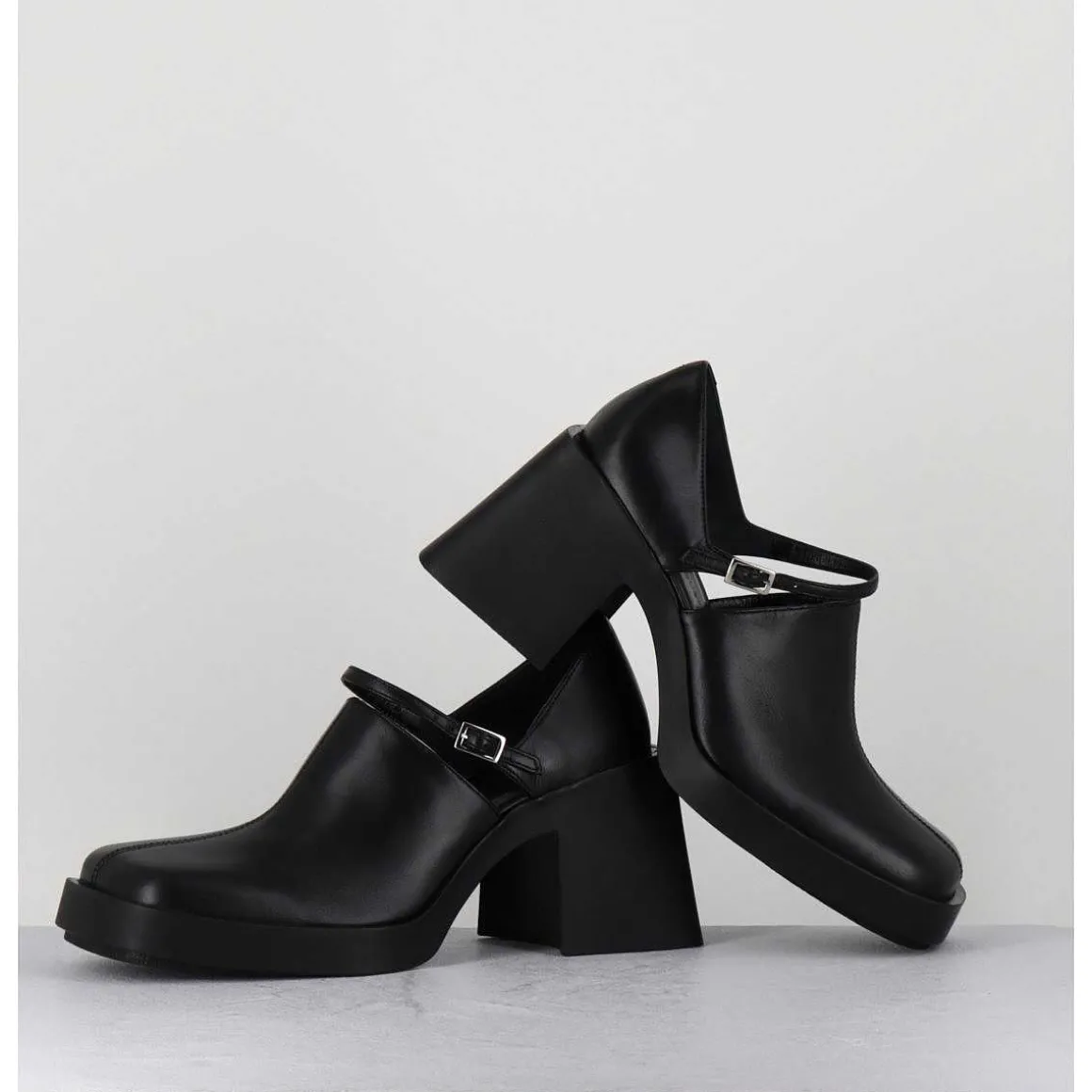 90S Mary-Jane Cuir Souple Noir - Kim Black
