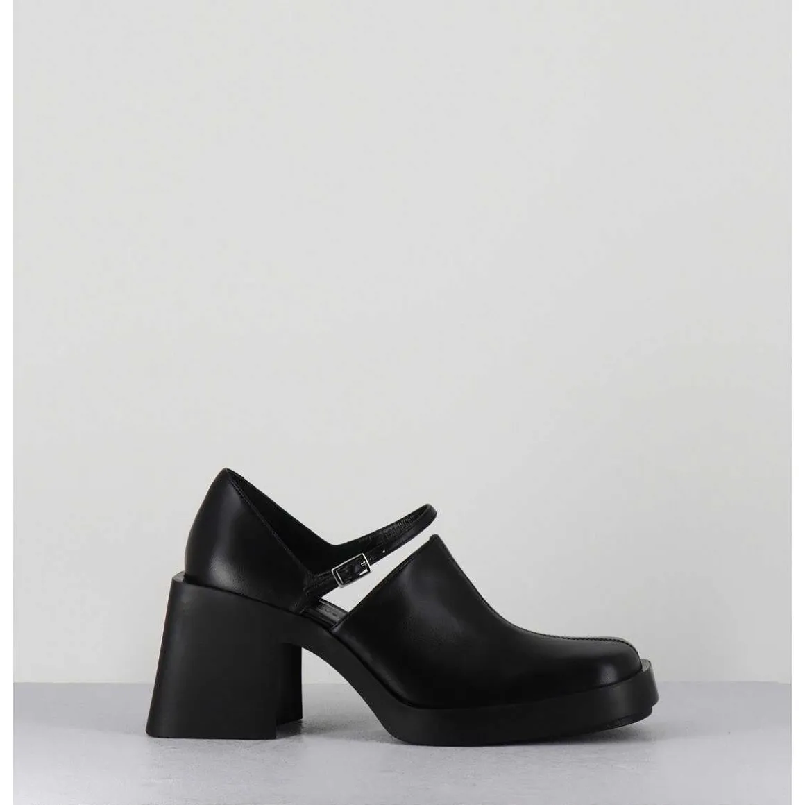 90S Mary-Jane Cuir Souple Noir - Kim Black