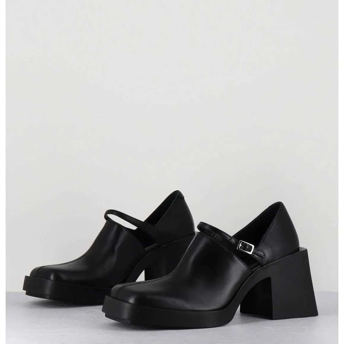 90S Mary-Jane Cuir Souple Noir - Kim Black