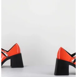 90S Mary-Jane En Cuir Vernis Orange - Kim Orange Patent