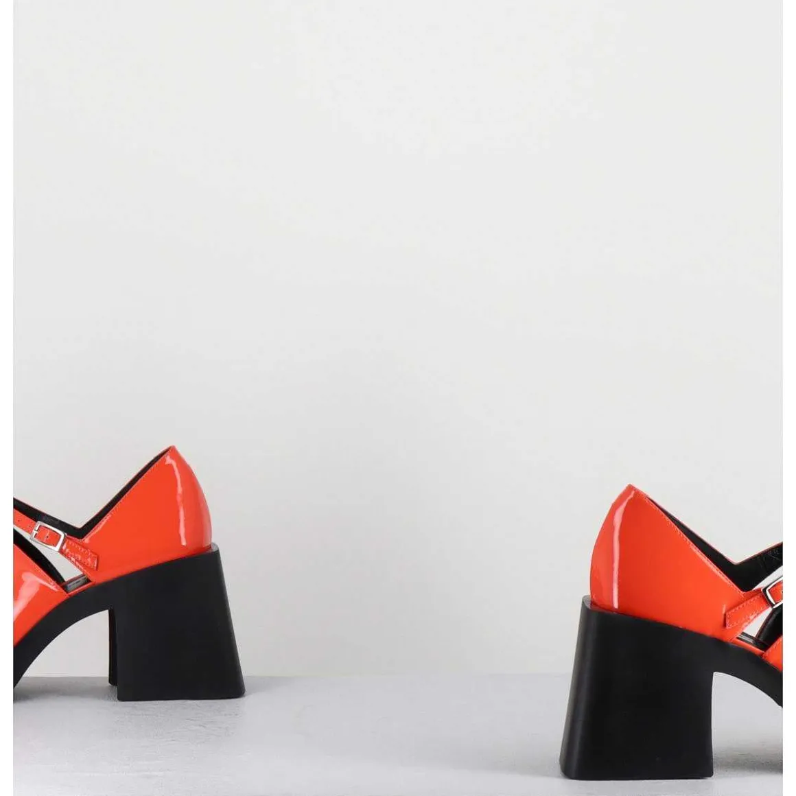 90S Mary-Jane En Cuir Vernis Orange - Kim Orange Patent