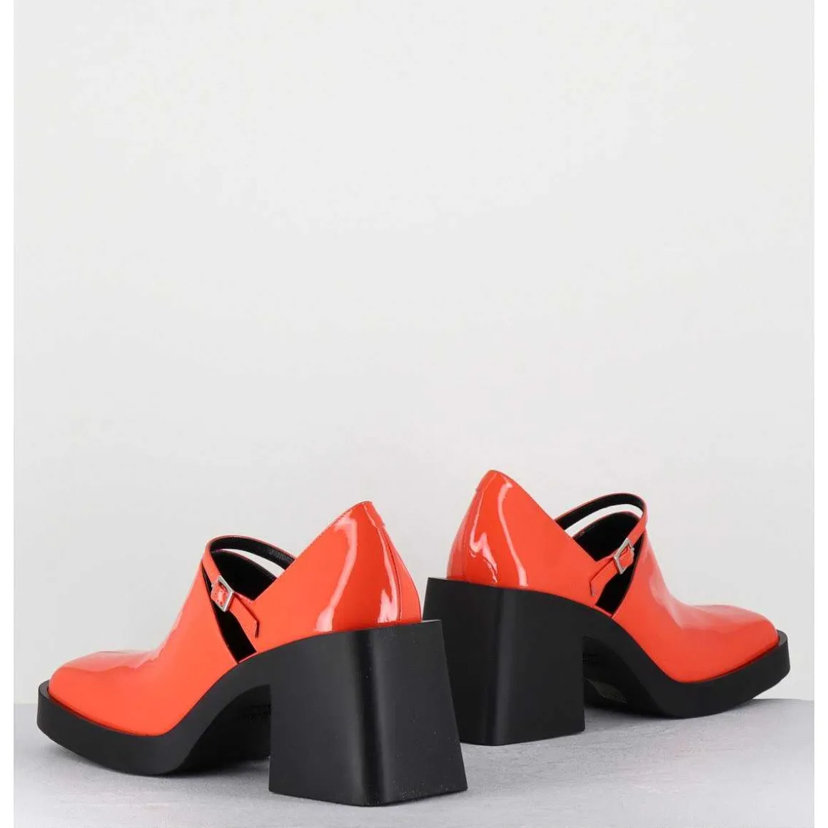 90S Mary-Jane En Cuir Vernis Orange - Kim Orange Patent