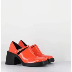 90S Mary-Jane En Cuir Vernis Orange - Kim Orange Patent