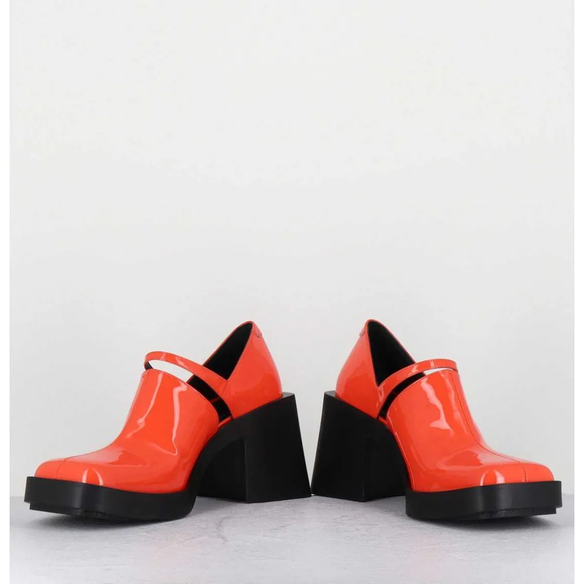 90S Mary-Jane En Cuir Vernis Orange - Kim Orange Patent
