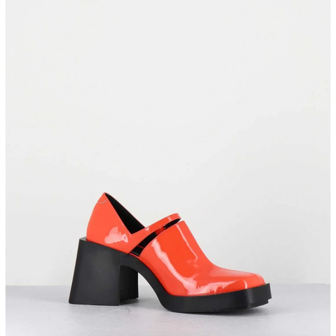 90S Mary-Jane En Cuir Vernis Orange - Kim Orange Patent